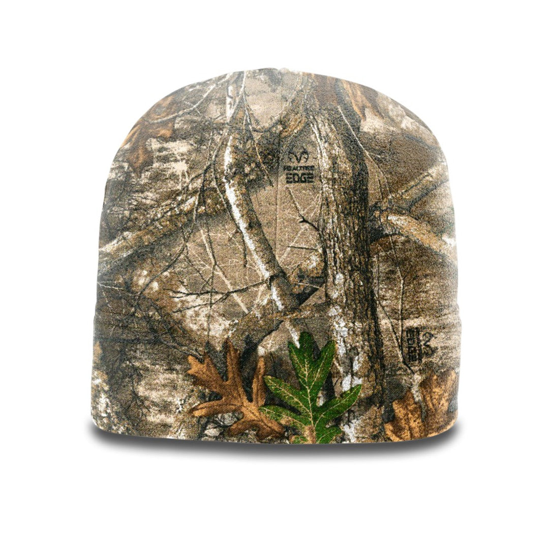Camo Microfleece Beanie – Custom Leather Patch Richardson 121