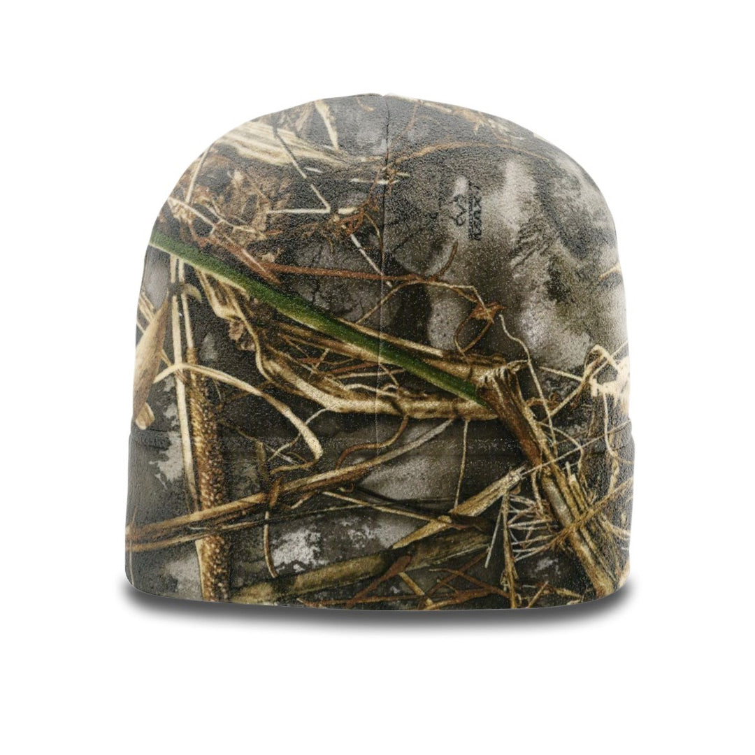 Camo Microfleece Beanie – Custom Leather Patch Richardson 121