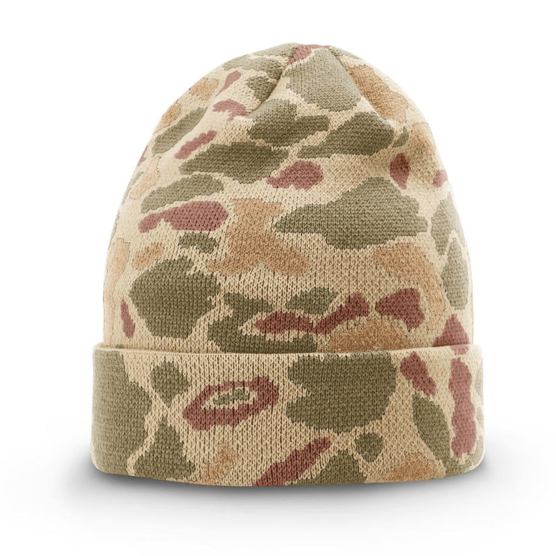 Camo Knit Beanie – Custom Leather Patch Richardson 126