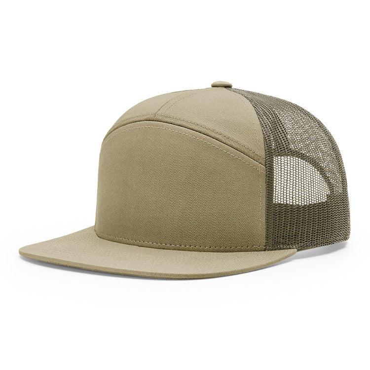 CLEARANCE - Richardson 168 Flat Bill Trucker Hat - 7 Panel - Customized with YOUR LOGO