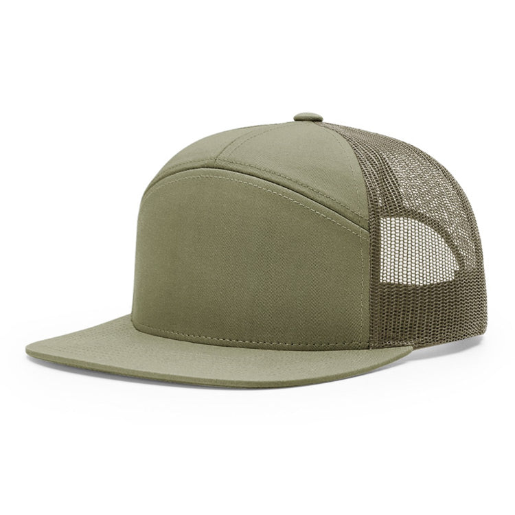 CLEARANCE - Richardson 168 Flat Bill Trucker Hat - 7 Panel - Customized with YOUR LOGO