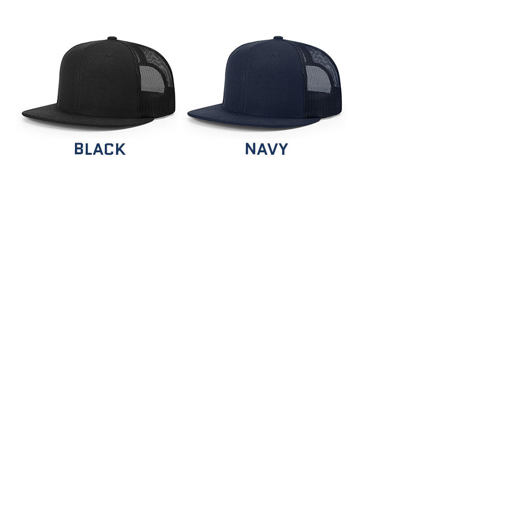 Lasered Leather Patch Flat Bill Trucker Hat - Richardson 511 Cap - Customized with YOUR LOGO