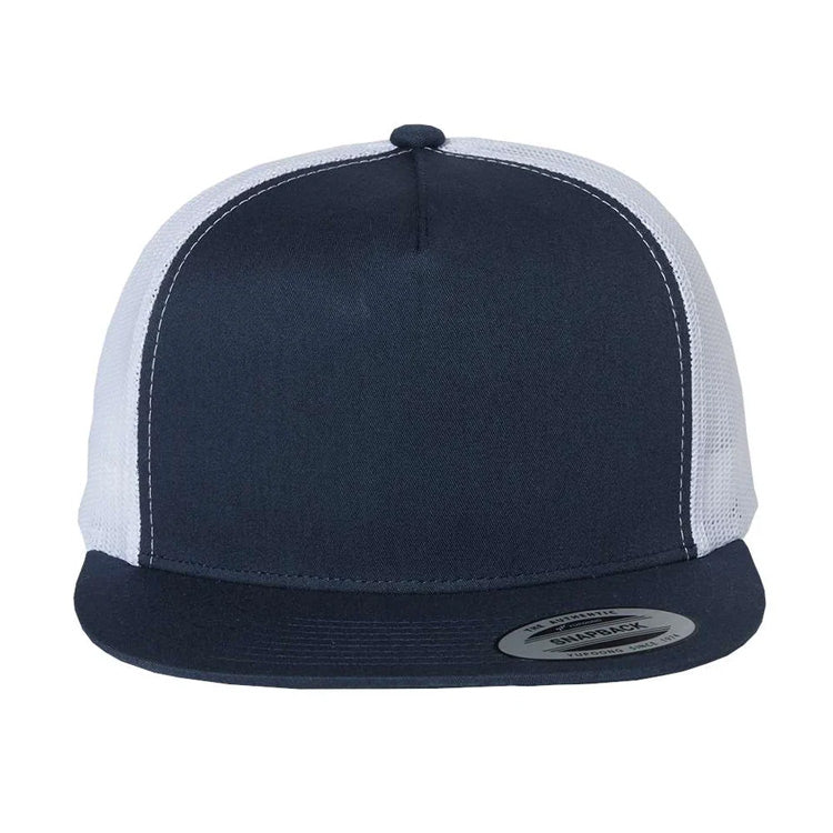 CLEARANCE - Yupoong 6006 Flat Bill Trucker Hat - 5 Panel - Customized with YOUR LOGO