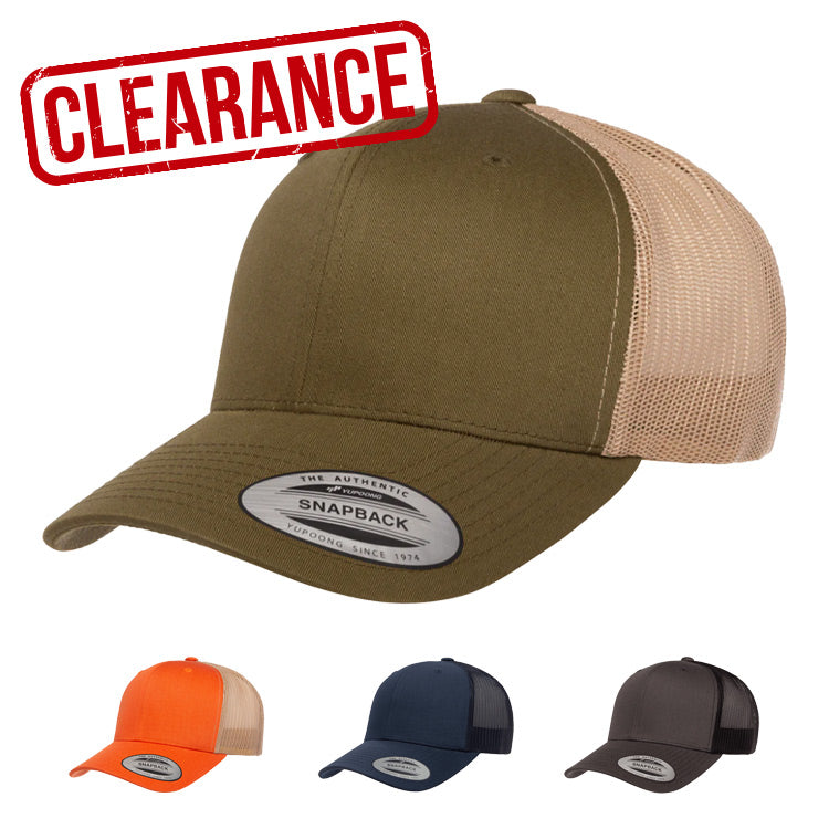 CLEARANCE - Yupoong 6606 Trucker Hat - 6 Panel - Customized with YOUR LOGO