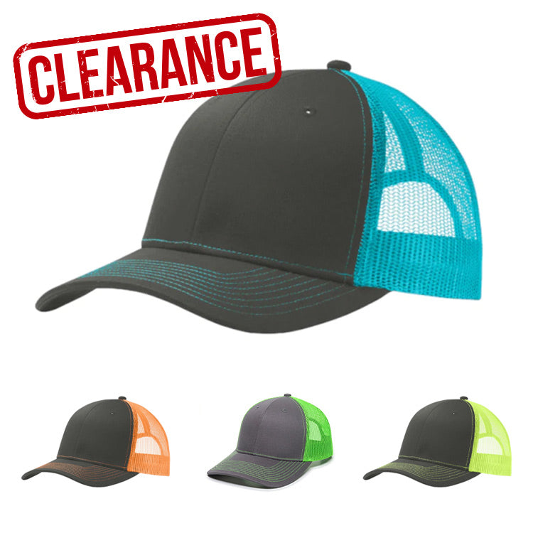 CLEARANCE - Neon Port Authority C112 Trucker Hat - 6 Panel - Customized with YOUR LOGO