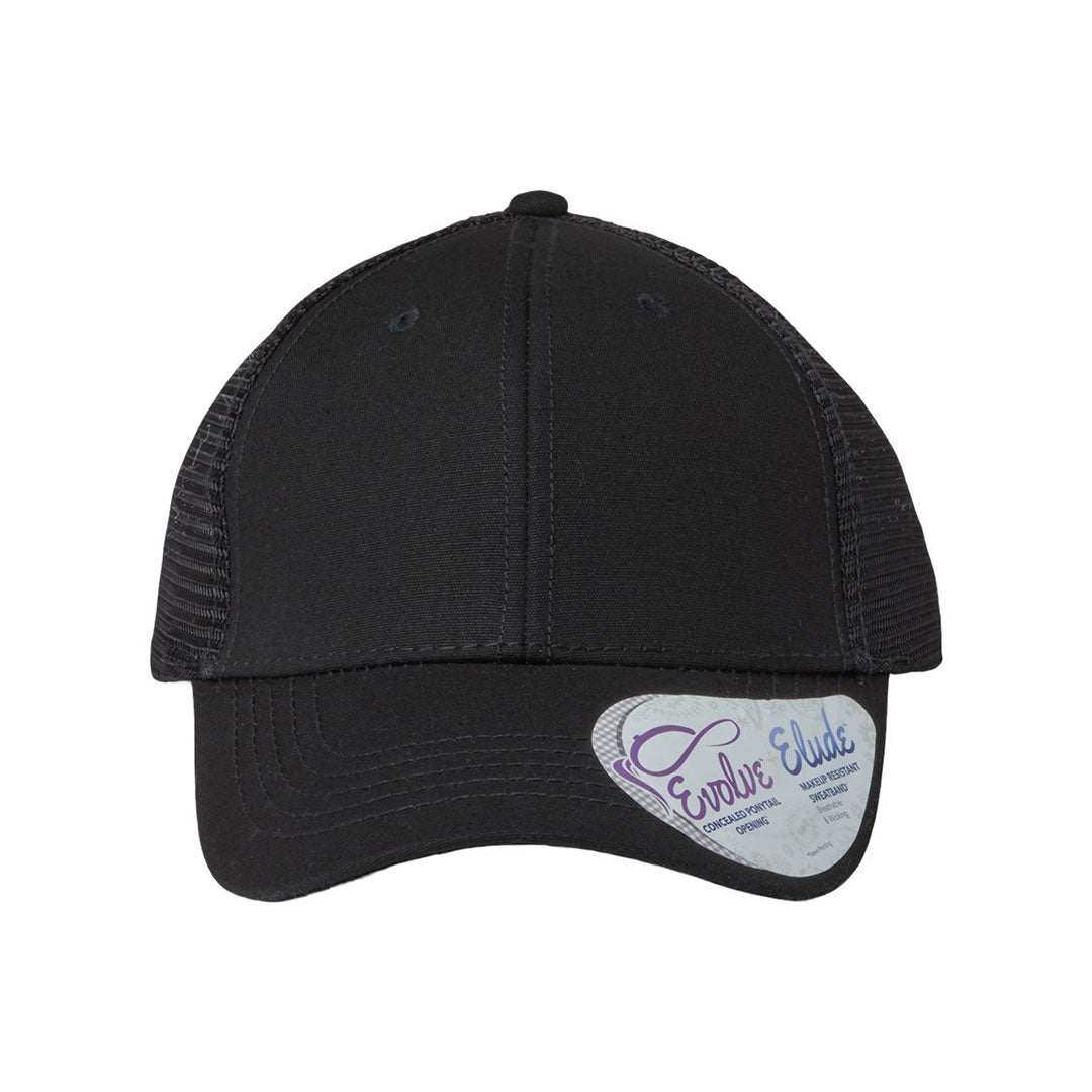 Lasered Leather Patch Hat - CHARLIE Women's Ponytail Trucker Hat - Customized with YOUR LOGO