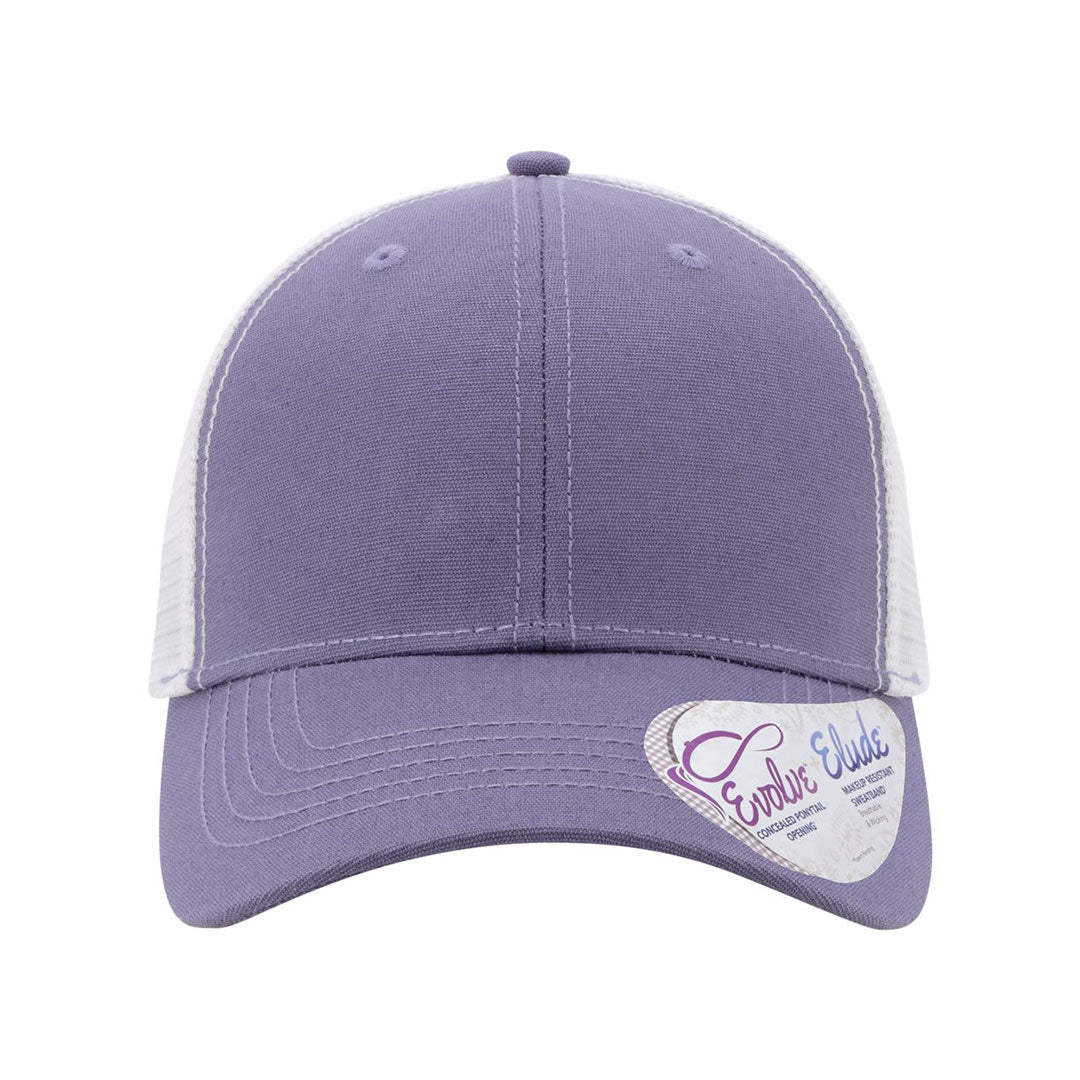 Lasered Leather Patch Hat - CHARLIE Women's Ponytail Trucker Hat - Customized with YOUR LOGO