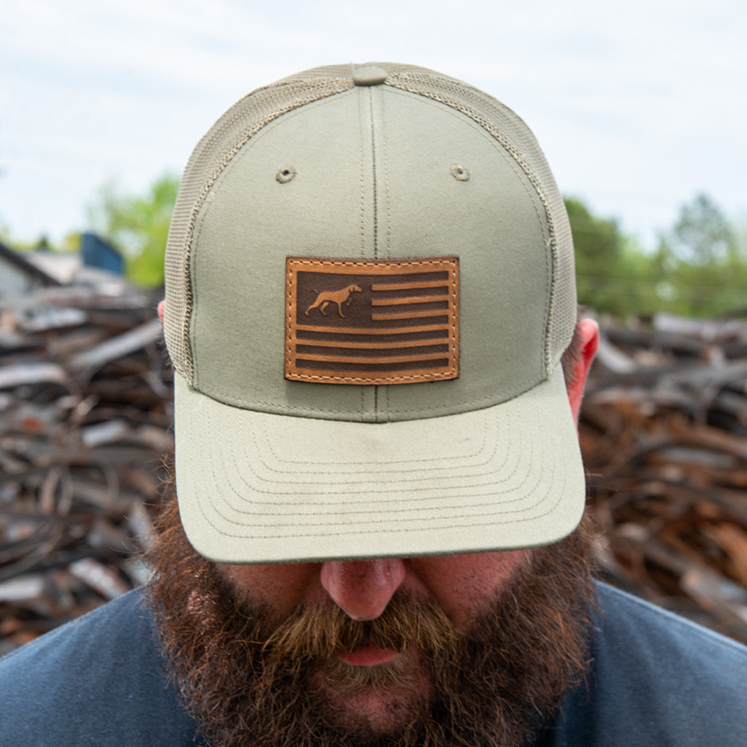 SALE - Lasered - Richardson 112 Custom Leather Patch Trucker Hat