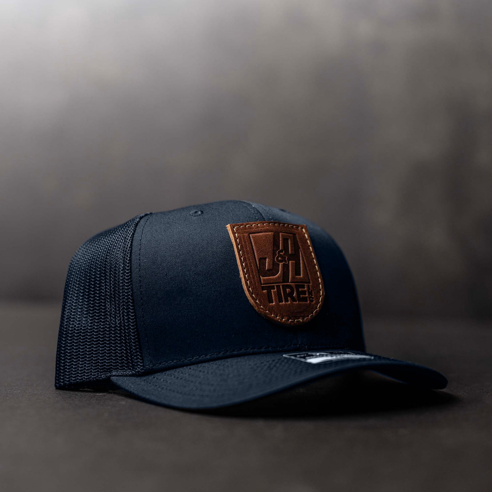 SALE - Debossed Heat Pressed - Solid Navy Richardson 112 Custom Leather Patch Trucker Hat