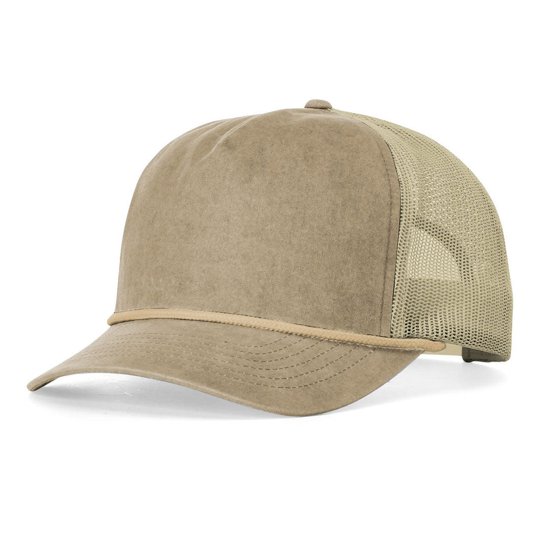 Lasered Leather Patch Hat - Richardson 939 Five Panel Relaxed Fit with Rope - Customized with YOUR LOGO
