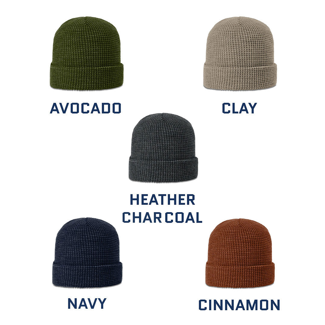 Waffle Knit Cuff Custom Leather Patch Richardson Beanie