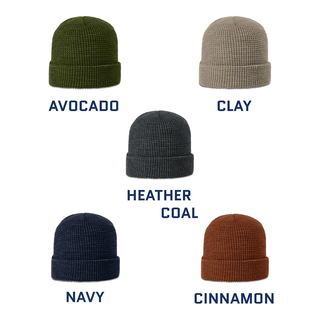 Waffle Knit Cuff Custom Leather Patch Richardson Beanie