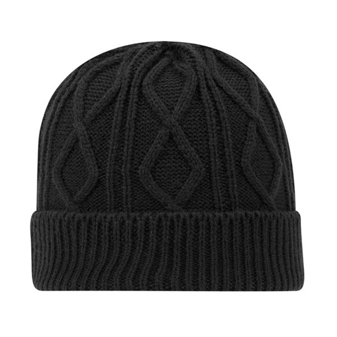 Cable Knit Beanie – Custom Leather Patch Otto 82-1215