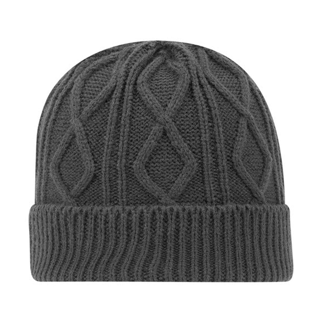 Cable Knit Beanie – Custom Leather Patch Otto 82-1215