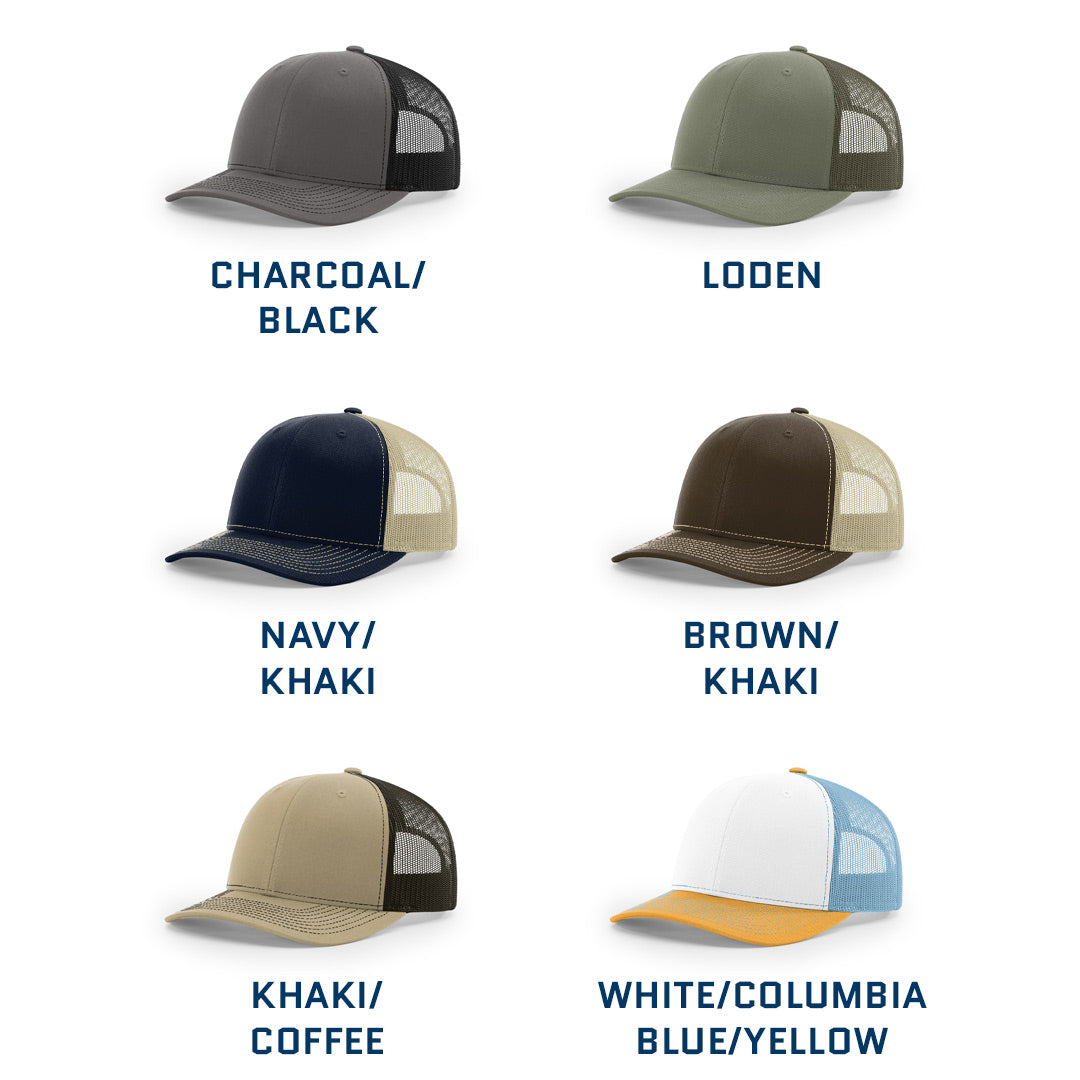 Lasered Leather Patch Trucker Hat ~ Richardson 112 Hat ~ Customized with YOUR LOGO