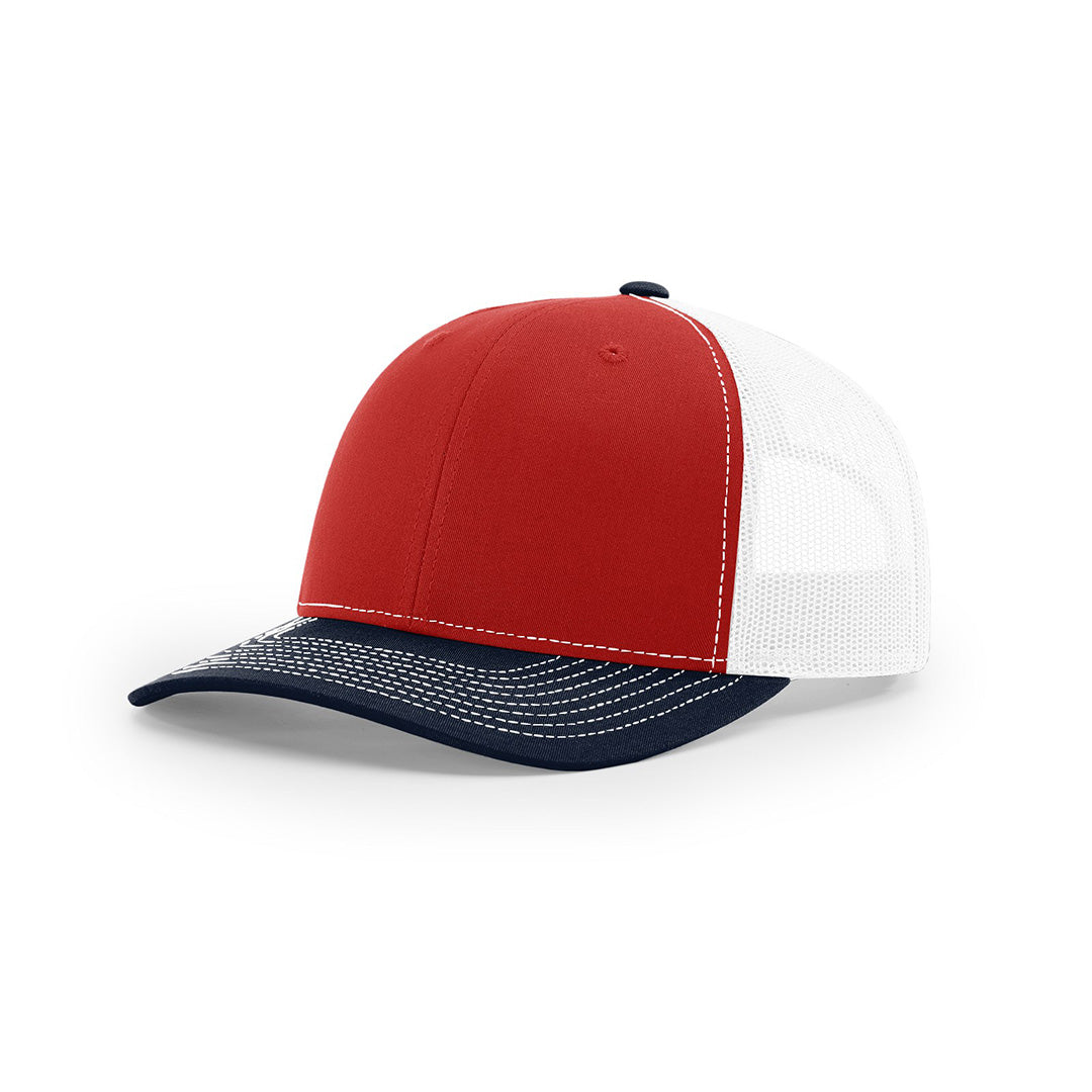 SALE - Patriotic Colors - Debossed - Richardson 112 Custom Leather Patch Trucker Hat