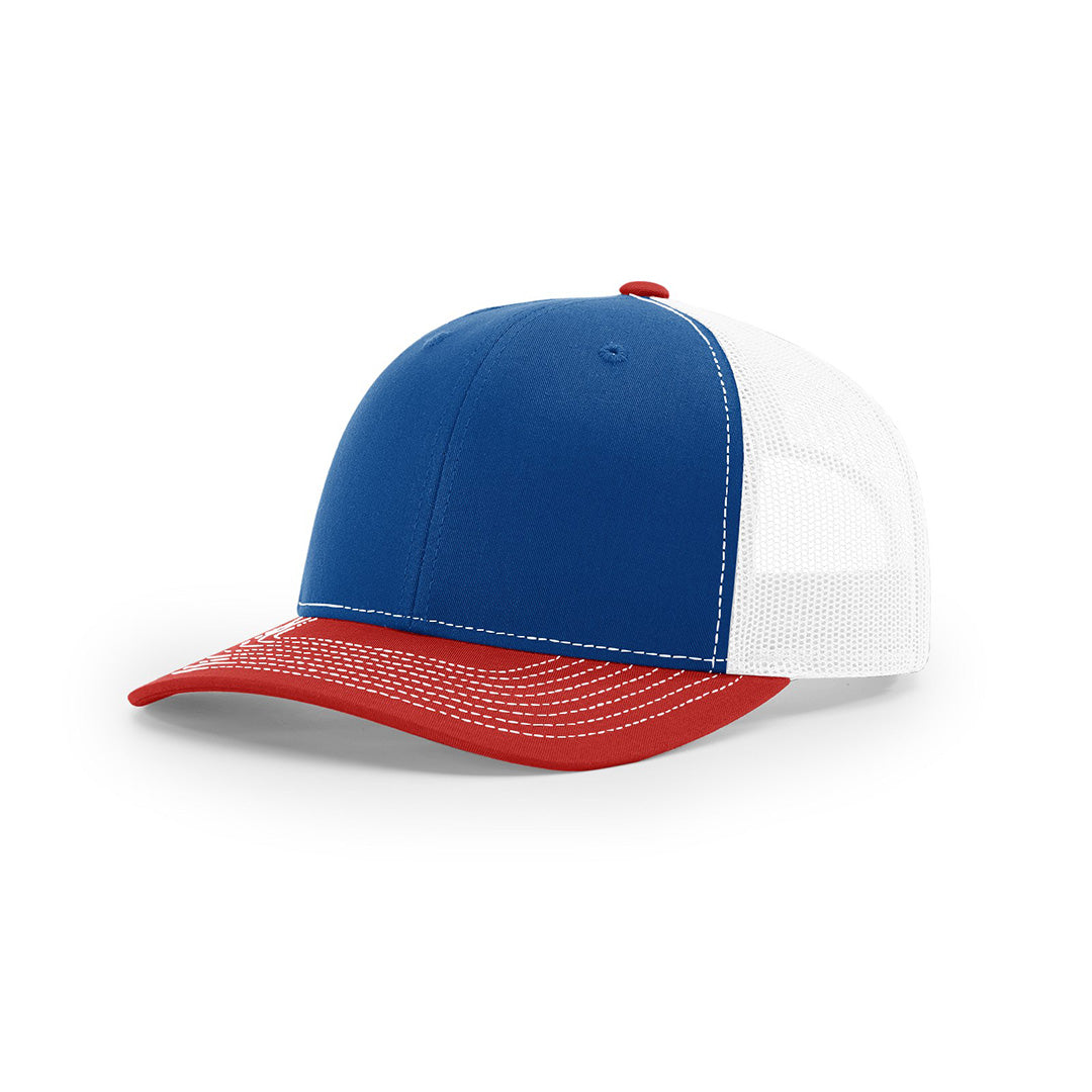 SALE - Patriotic Colors - Debossed - Richardson 112 Custom Leather Patch Trucker Hat