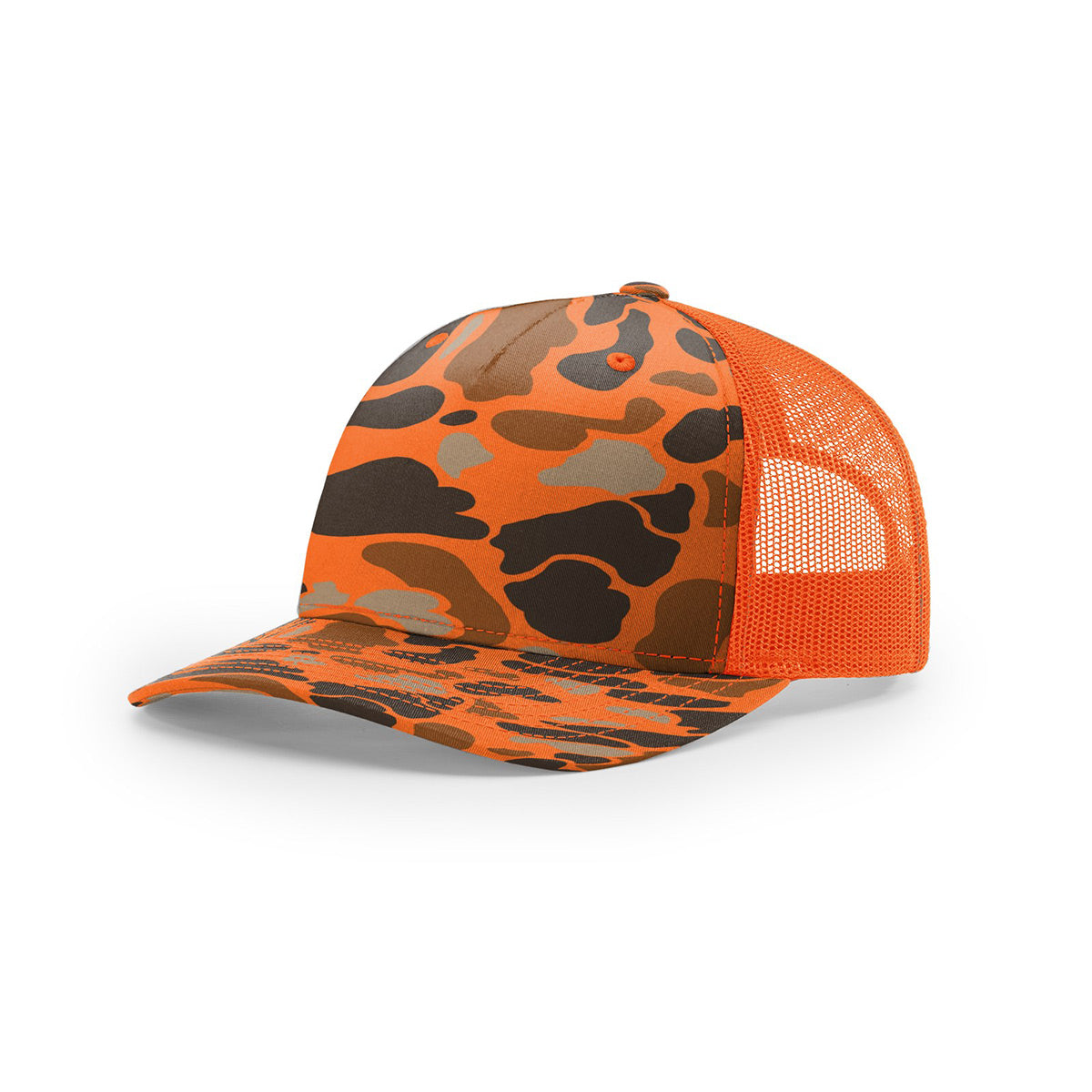 Lasered Leather Patch Trucker Hat - Camo Richardson 112PFP - Customized with YOUR LOGO