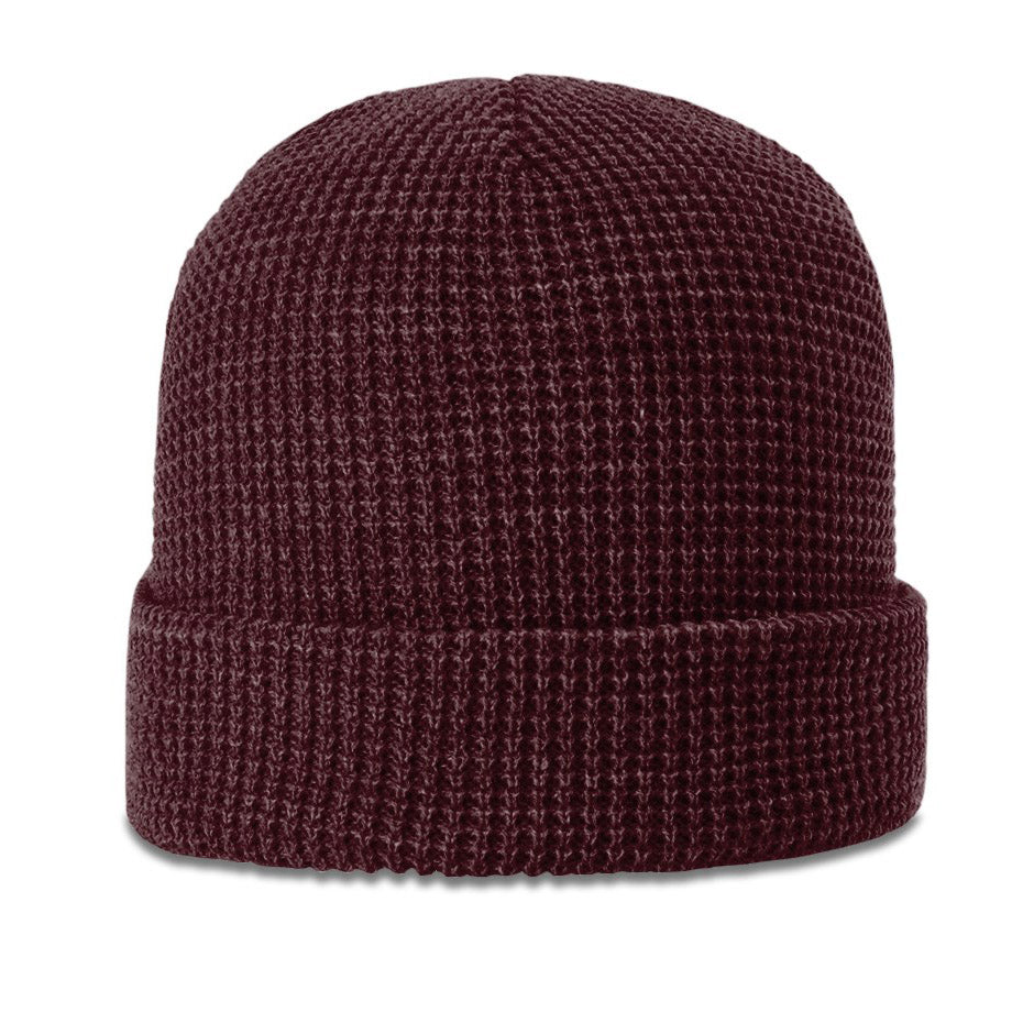 Buy Maroon Knitted Beanie with Butned Leather