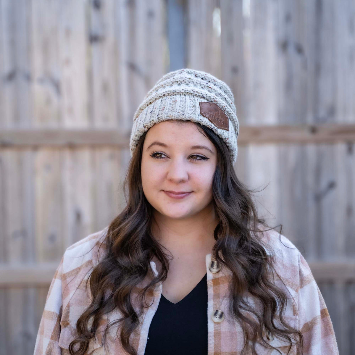 Speckled Knit Custom Leather Patch Richardson Beanie