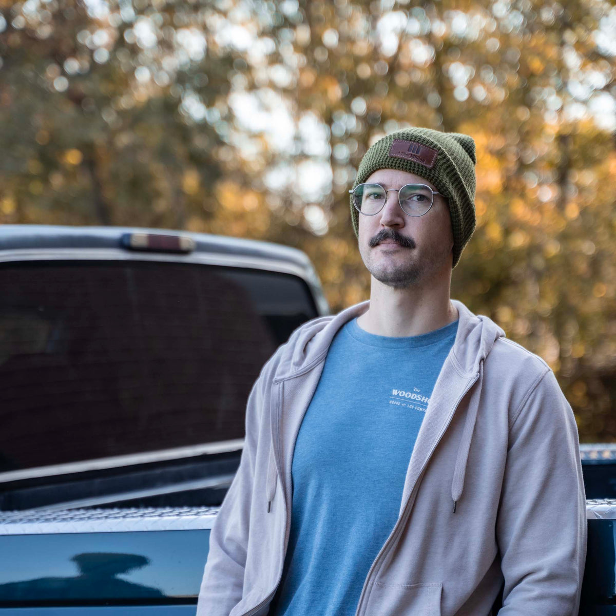 Waffle Knit Cuff Custom Leather Patch Richardson Beanie