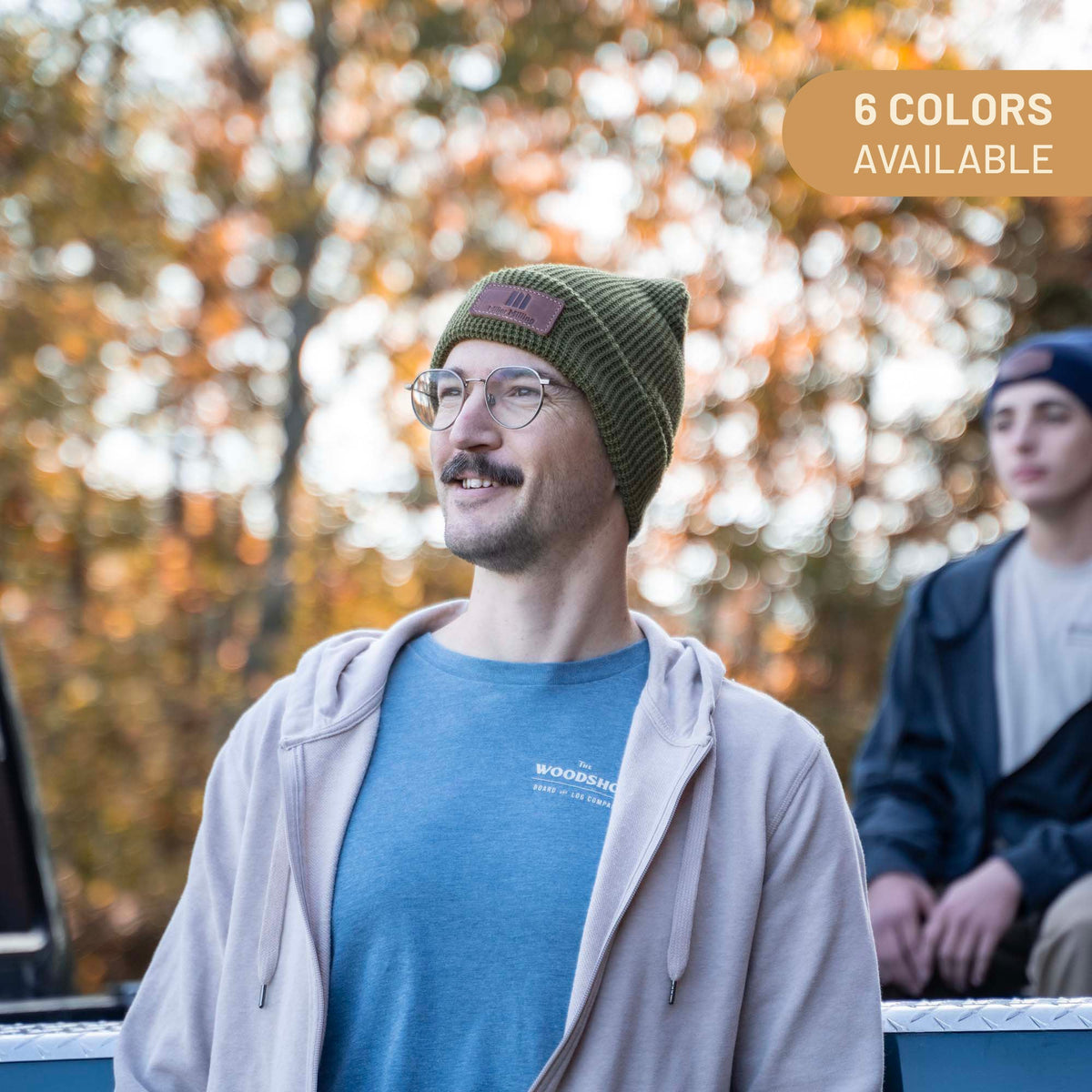 Waffle Knit Cuff Custom Leather Patch Richardson Beanie