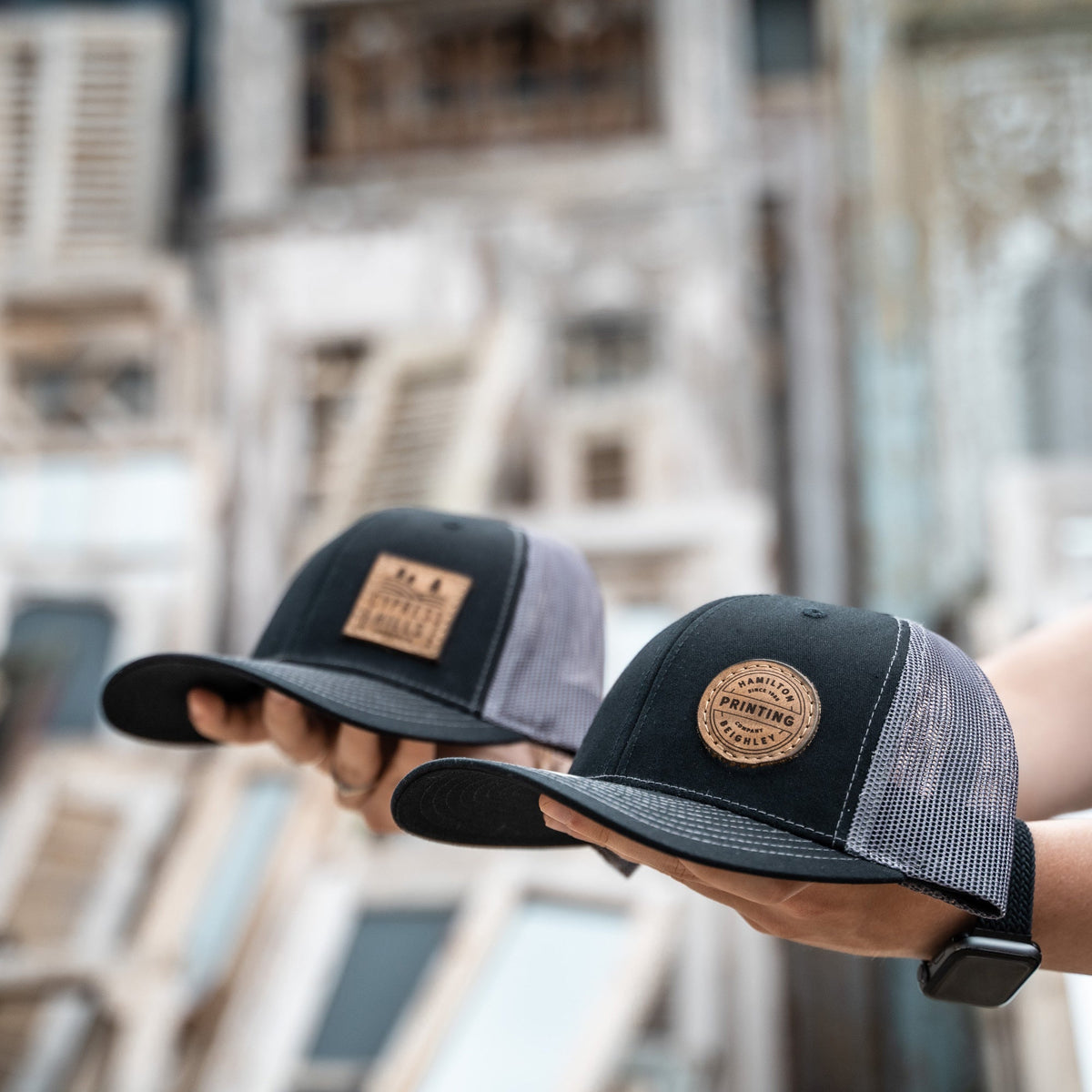 Richardson 112 Custom Trucker Offset Leather Patch Hat with YOUR LOGO – Customized